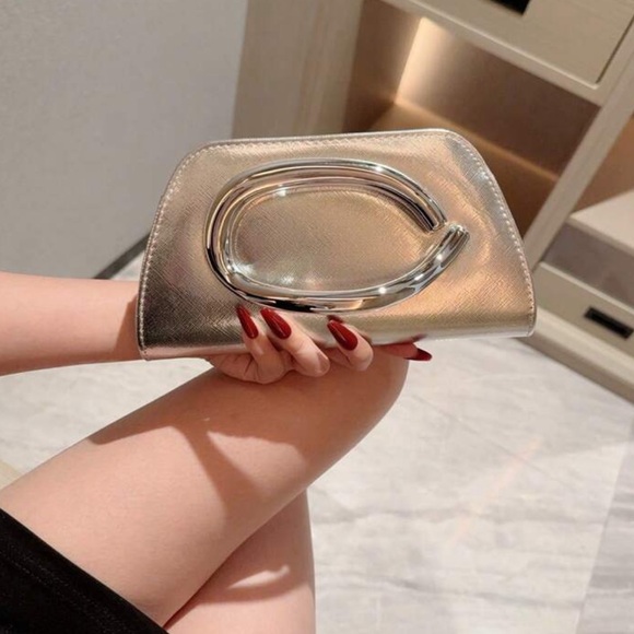 Sophisticated Silver Clutch with Gold Accent